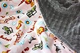Minky Blanket - Baby Blanket, Toddler Blanket, Child Blanket - Animal and Jeep Safari Print with Gre