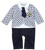 【Babystity】 ベビー 水玉カーディガン風 ネクタイ付き カバーオール (80cm)