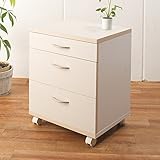 パソコンデスク 引出しラック キャスター付 ホワイト PC-3545H-WH