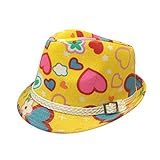 Luck キッズ帽子 子供中折れ帽子 ハート柄 格子柄 ベルト付き カジュアル キャップ ユニセックス アウトドア (タイプB)