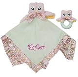 Personalized Bearington Lil Hootsフクロウセキュリティブランケット& Rattle Set