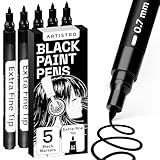 Black Paint Pen ホワイト ペイントペン ロックペインティング 石 セラミック 陶器 タイヤ ガラス 木 布 生地 金属 キャンバス 5本セット アクリル ペイントマーカー 白 極細 チップ