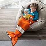 PreciousBaby 子供用 寝袋 70*140cm 手作りニット マーメイド ブランケット テールブランケット マーメイド寝袋 人魚姫 お昼寝毛布 ブランケット 人魚姫に変身 コスプレ コスチュ