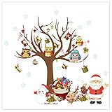 A-SZCXTOP クリスマス 装飾 ウォールステッカー ステッカー 壁紙 メリークリスマス　 サンタクロース フクロウ　クリスマスツリー ギフト 装飾 リビングルーム、ベッドルーム、ショーウィンドウ