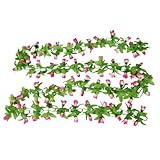 uxcell 造花　ホーム用壁の装飾　ピンク　ホワイト装飾　緑　つる葉　 2個