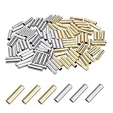 [PH PandaHall] 紐先金具 エンドパーツ コードエンド 紐先止め 紐止め金具 紐先カシメ 先止め金具 120個セット 紐先端金具 靴ひもの先を止めるもの ひも調節パーツ シルバー ゴルード アクセサリーパーツ