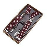 キッズ弾性サスペンダークリップ4つのクリップオンアジャスタブルサスペンダー[スポット、マゼンタ]