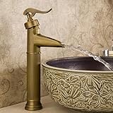 Wovierクロム/つや消しニッケル/ Oil Rubbed Bronzeウォーターフォール浴室シンク蛇口、シングルハンドル単穴洗面所蛇口、ミキサータップBasinトールボディ 82893