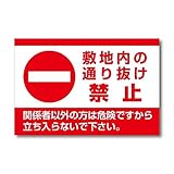 敷地内の通り抜け禁止 看板 プレート パネル 立入禁止 通行の注意標識 60×40cm WA-KM003
