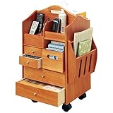 [匠木工] 天然木テーブルまわりの便利ワゴン　ハイタイプ