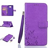 UNEXTATI Galaxy Note 5 ケース 高品質 PUレザー 手帳型ケース 衝撃吸収 カバー カード収納 全面保護 Samsung Galaxy Note5 用 Case Cover (紫