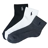(ポロ ラルフローレン)POLO Ralph Lauren ソックス キッズ (男の子) 3足セット ポニー チャコール×ホワイト×ブラック 9-11 [並行輸入品]