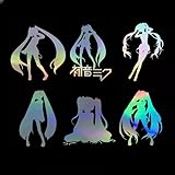 SHAZG(シャツグ)初音ミク反射ステッカーシール ステッカー MIKU 美少女 防水ステッカーシール シールパック 車用ステッカー 車貼る 自転車 バイク 車シール 壁紙 DIY 改造 車 バイク ヘルメット スケートボード ギター 飾り物 誕生日プレ ゼント (2,15CM)