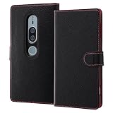 レイ・アウト SONY Xperia XZ2 Premium 手帳型 (ICカード収納ポケット/オートスリープ対応)マグネット 2トーン ブラック/レッド RT-RXZ2PELC3/BR