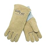 MCR Safety 4740 Bob Cat Split Cow Leather Deluxe Welder Gloves with Straight Thumb, Cream, Large, 1-
