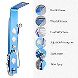 fapully 61 "ステンレススチール製シャワーパネルタワーRainfallウォーターフォールシャワーヘッドとビデスプレー、6多機能ノズル