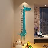 MiliangアクリルGiraffe Growth Chartステッカー、3dリムーバブルグラフ高さ測定ステッカーベビーキッズステッカー ブルー