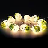 Funpa　イルミネーション　10球　卵型　イースター　ストリング　ライト　飾り付け　LED　電池式　ボックス付き　ホワイト　ウォーム　カラフル　プラスチック　アクリル　165cm