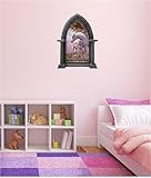 24 Castle Scape Instant Fairy Tale Window View UNICORN w/ BABY #1 GRANITE horse Wall Decal Sticker G