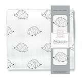 SwaddleDesigns Cotton Muslin Swaddle Blanket Black Hedgehog [並行輸入品]