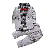 Tovadoo 子供服 ベスト 2点セット　トップス＋パンツ　長袖　スーツ キッズ フォーマルスーツ 紳士服 男の子 ベビー服 ベスト 小学校 入学式 卒業式 入園式 卒園式 　Tuxedo Bow 