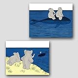 (Set of 2) Babar the Elephant Art (Kids Prints Nursery Wall Decor) Whale Adventure - Unframed [並行輸入品