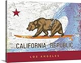 Peter Horjusプレミアムシックラップキャンバス壁アート印刷題名California Surf Bear Flag、ロサンゼルス 40" x 30" 2381867_24_40x30_none