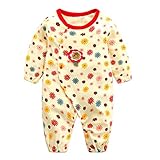 エルフ ベビー(Fairy Baby)新生児服 カバーオールロンパース 前開き 長袖 四季兼用 可愛い花柄 イエロー 59cm (70)