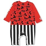 ベビードール ディズニー ストライプ切替ロンパース 子供服 DISNEY Collection 70cm レッド