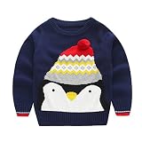 子供服 秋冬 長袖 セーター ニット 丸首 かわいい 毛玉 男の子 女の子 ペンギン