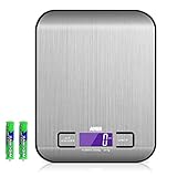 Amir 5000 g、0.01oz / 1gデジタル食品スケール、電子調理食品スケール高精度、LCDディスプレイ、ステンレススチール、スリムデザイン(シルバー) ブラック US-KA7B
