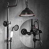 黒いシャワーの蛇口加圧された壁にマウントされたシャワーセットとヨーロピアンスタイルの銅のバスルーム