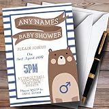 ブルーストライプTeddy Bear Invitationsベビーシャワー招待状 200 Invitations
