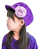 (ビグッド)Bigood 赤ちゃん ベビー帽子 子供ハット デニム 野球帽 ワークキャップ キッズ 可愛い 女の子 カジュアルキャップ 日よけ お出かけ 花飾り（パープル・52cm）