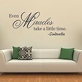 壁デカール装飾Fairy TalesシンデレラQuote Inspirational壁装飾アート – MiraclesでもTake A Little Time – キッズビニールステッカーことわざ(ブ