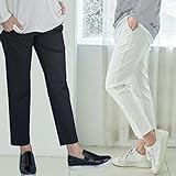 オールシーズン　9分丈　ワイドパンツ　リブ加工　アジャスター　サイズ調整可能　マタニティ　パンツ(bttm102907) (L, アイボリー)