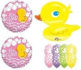 loonballoon DuckゴムピンクイエローIt 's A Girlベビーシャワーパーティーマイラー&ラテックスバルーンセット