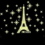Night Lighting Eiffel Tower Vinyl Wall Decal PVC Home Sticker House Paper Painting Decoration Wallpa