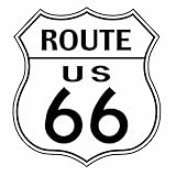 【カッティングステッカー 大判 アメリカ ルート66（Route 66） 2枚組 幅約30cm×高約32.5cm】 カラー：黒（ブラック）ハンドメイド 国道66号線 道路標識 アメリカ アメリカン ウ