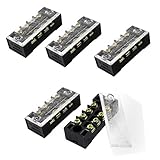 SODIAL(R)5ｘ二重列　4ポジション　カバーされたねじ端子ブロックストリップ　600V 15A