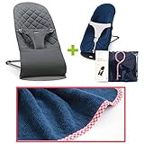 【今治タオルブランケットセットRD】babybjorn（ベビービョルン）バウンサー Bliss アンスラサイト（バウンサーカバーレッドチェック）