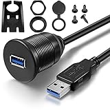 ICESPRING USB 3.0オス - USB 3.0メス AUX フラッシュマウント カーマウント 延長ケーブル 車 トラック ボート オートバイ ダッシュボードパネル用 (3フィート - 1メートル)