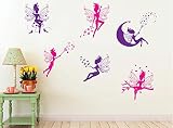 flordecor 6花天使妖精アートウォールステッカーデカール子供女の子子供部屋インテリア