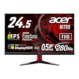 Acer Nitro ゲーミングモニター 24.5インチ IPS フルHD 280Hz 0.5ms PC/PS5/Xbox X/S向き ヘッドホン端子 スピーカー HDMI2.0 AMD FreeSync Premium HDR400 VG252QZbmiipx
