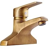 Votamuta 4 Inch Centerset Antique Brass Bathroom Sink Faucet Single Handle,2 Holes Basin Mixer Tap [