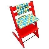 [クッションセット] (ストッケ) STOKKE トリップトラップ 木製 ベビーチェア 椅子 (ガーデングリーン・水玉, レッド)