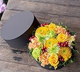 【 クール便 】 アレンジメントフラワー ギフト サプライズ BOX フラワー ラウンド型 ( イエロー オレンジ 系 ) 生花