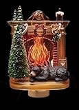 Sleeping Winter Bear by Fireplace 6 x 4 Inch Plastic Swivel Base Wall Plug In Night Light [並行輸入品]