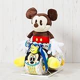 【おむつケーキ ディズニー 男の子 女の子 出産祝い】きっと喜ばれるBIGぬいぐるみタイプ！ おむつケーキ ミッキーorミニー ラッピング付き ご出産祝いに最適 おむつパンパース（Ｓサイズ-テープ） 