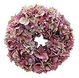 エルアーツ 造花 ハイドランジア リース 全長30cm・花径2.5~5.5cm モーブ E3563-19